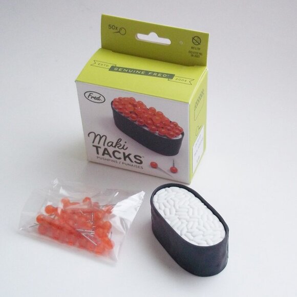 Fred Maki Tacks Sushi Pushpin & Holder Set NEW - Picture 5 of 6